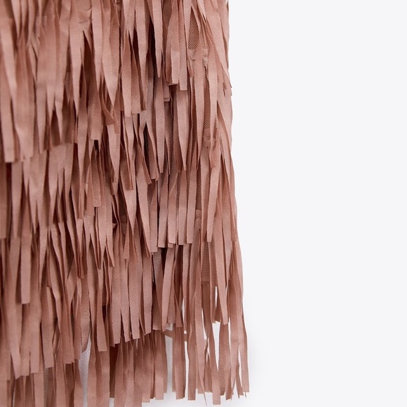 COPY - Zara Pale Pink Fringe crop top - Picture 4 of 5